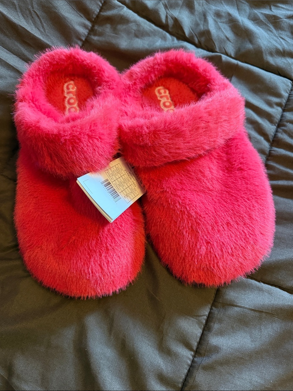 CROCS Plush Faux-Fur Slip-On in pink
